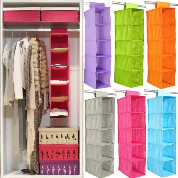 5 shelf Closet Hanging Closet Storage Organizer bag