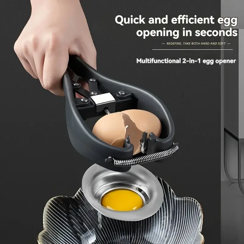 One Piece Stainless Steel Egg Opener And Separator 2 in 1 Tool, Kitchen Aid Multifunctional Gadget