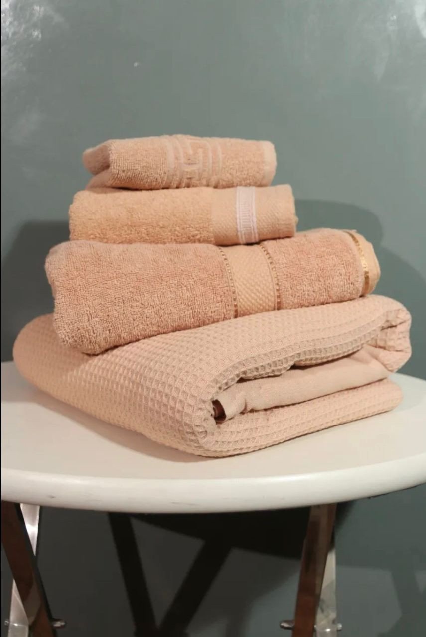 Export Greek Towels - Organic Cotton ST17: 100% Superior Absorption & Softness - Includes 1 Large Bath Towel (27x54 in) & 2 Hand Towels (20x40 in)