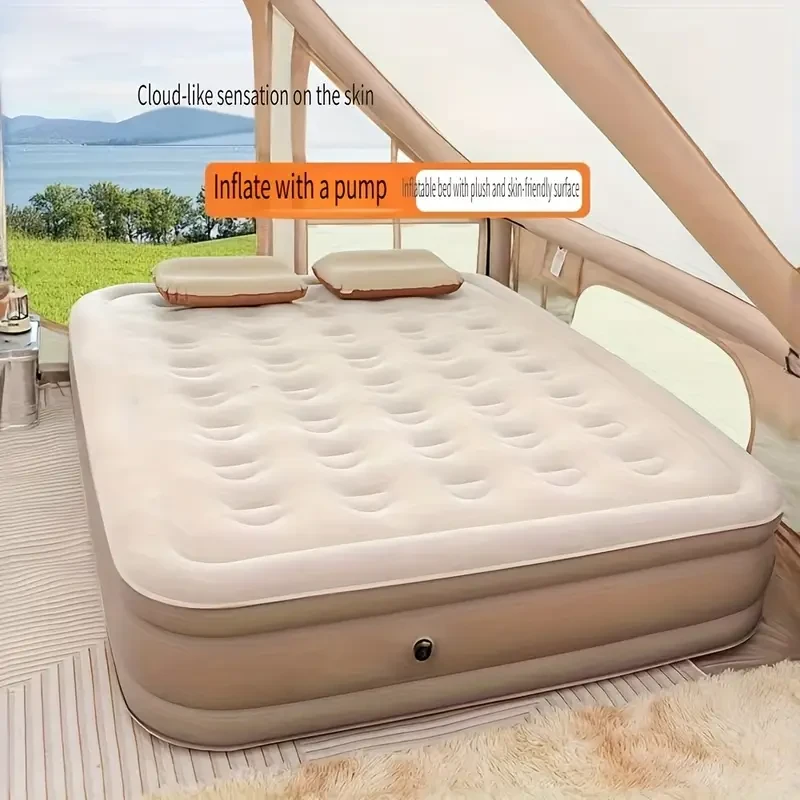 Premium Air Bed Set with Pump, Pillows, and Storage Bag - Inflatable Sleeping Mattress for Camping