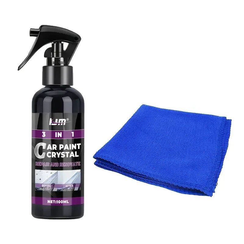 3-in-1 car paint crystal coating agent - oil-resistant polishing formula, repairs and maintains body paint, suitable for all car