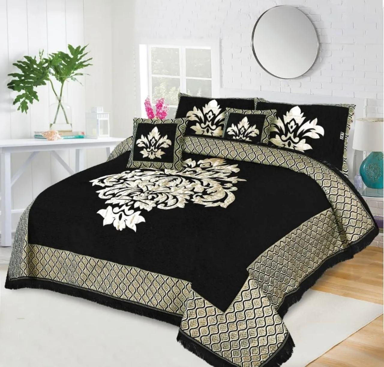 5PC-VELVET-JACQUAD-BEDSHEETS/BRIDAL-FANCY-BEDSHEETS+FOAMY-BEDSHEETS