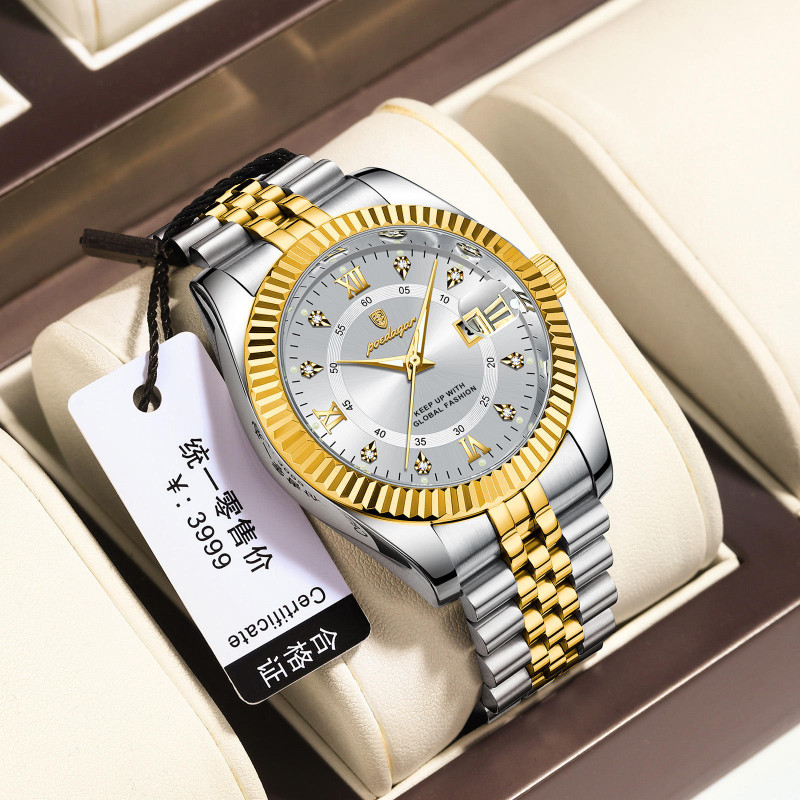 Poedagar 910 Man Wristwatch Waterproof Luminous Men Quartz Watch Stainless Steel Strap Men's Watches
