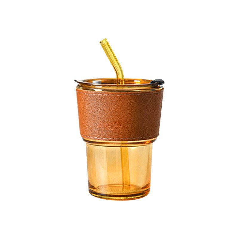 Ins Wind Bamboo Cup Large Capacity Double Drink Glass Water or Coffee Cup with Household Straw Durable Stylish Water Bottle