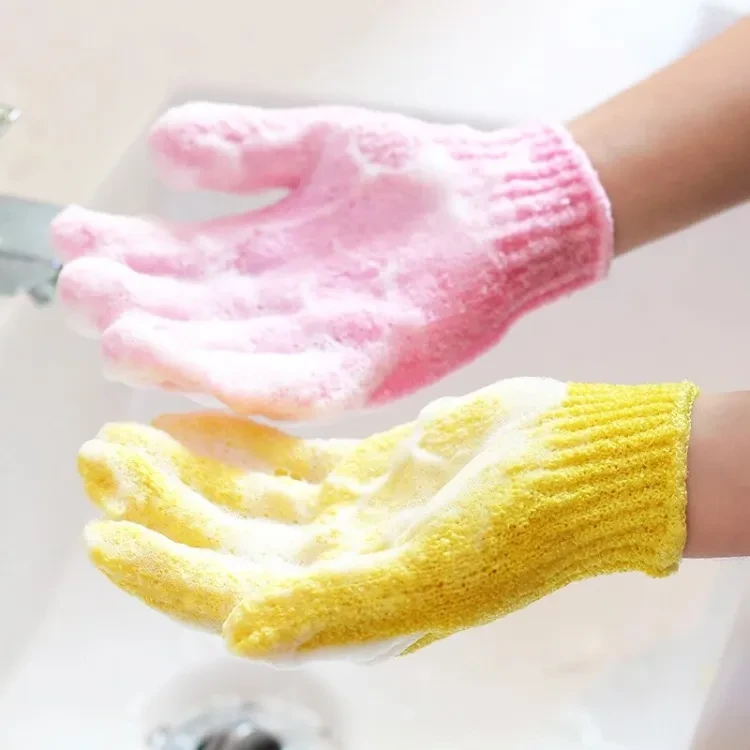 Shelikes Shower Bath Glove Exfoliating Hand Glove Scrub Bathroom Accessories Dead Skin Remover 100% Nylon