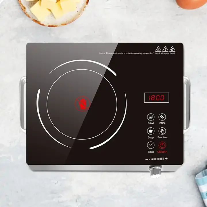 Black Polish Glass Ceramic Cooker 2000W high temperature Resistance single portable infrared cooker hot plate