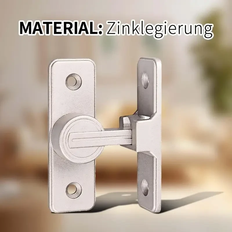 0-Degree Anti-Theft Sliding Door Lock - Nickel-Plated Corrosion-Resistant Metal Bathroom Lock, Easy Install Hardware for Enhanced Security & Durability