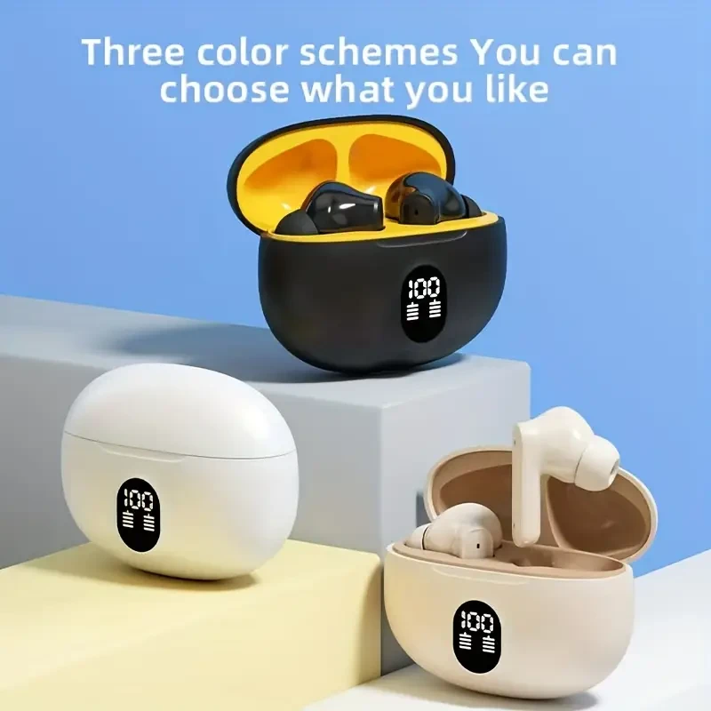 Hot Item, Available in Three Colors: LED Digital Battery Display Wireless Earbuds with Long Battery Life, Stylish And Lightweight, Comfortable In-Ear Design