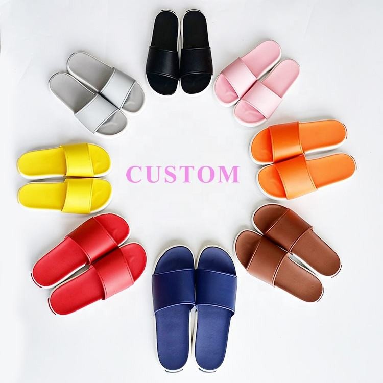 High Quality Custom Logo Flat 2 Tones Sole Ladies Slide Slipper Unique Beach Sandals Indoor Men slippers