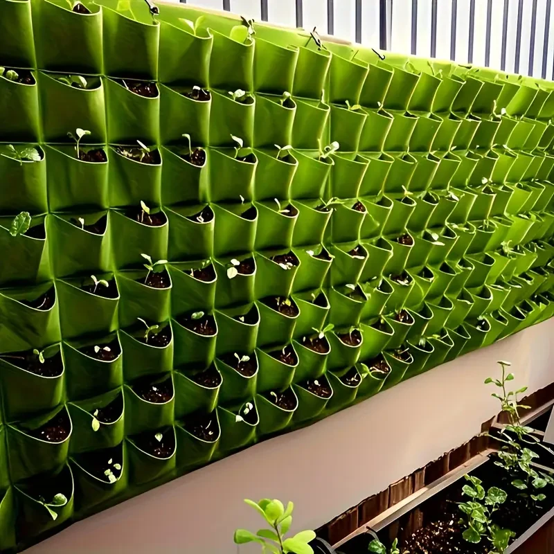 18-Pocket Vertical Garden Planter - Lightweight, Wall-Mounted Grow Bag for Indoor & Outdoor Use, Space-Saving Modern Hanging Plant Stand for Herbs, Vegetables