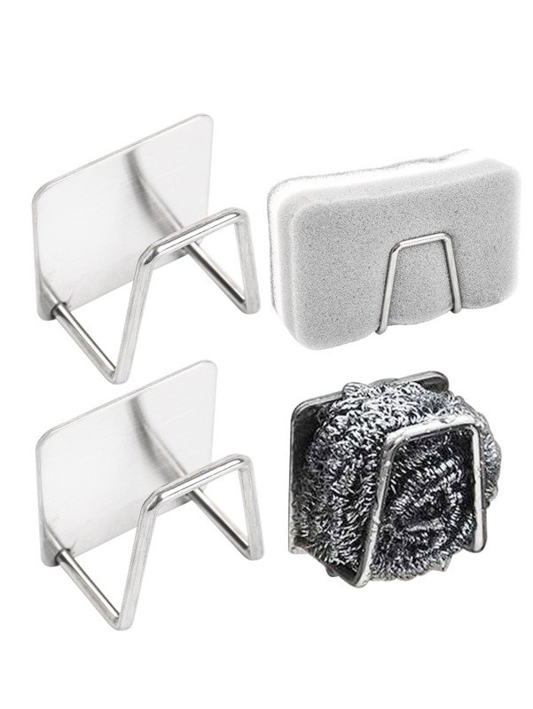 1/3Pcs Stainless Steel Sink Sponges Hook Sponges Soap Free Punching Drain Storage Holder Kitchen Bathroom Sundries Organizer