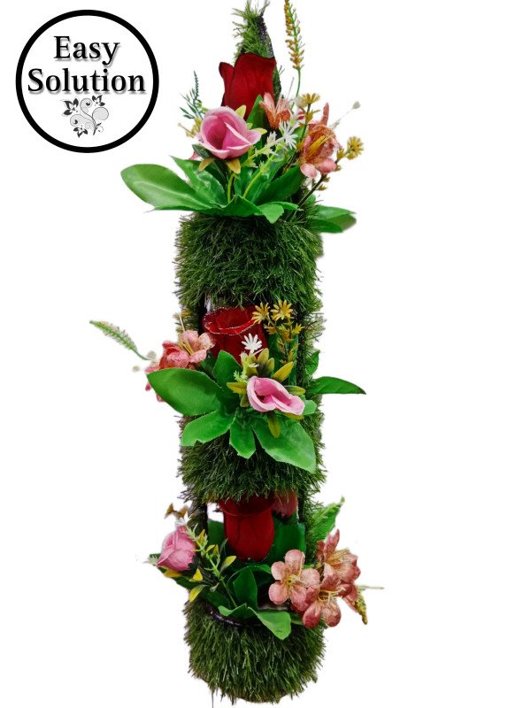 Wall Hanging Grass Textured Pots with Flowers