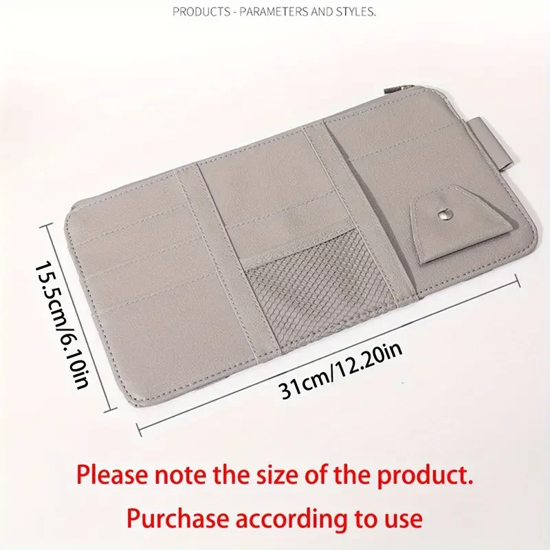 Faux Leather Multi-Compartment Dashboard Organizer with Glasses Holder, CD Slot, and Space for Phone, Wallet