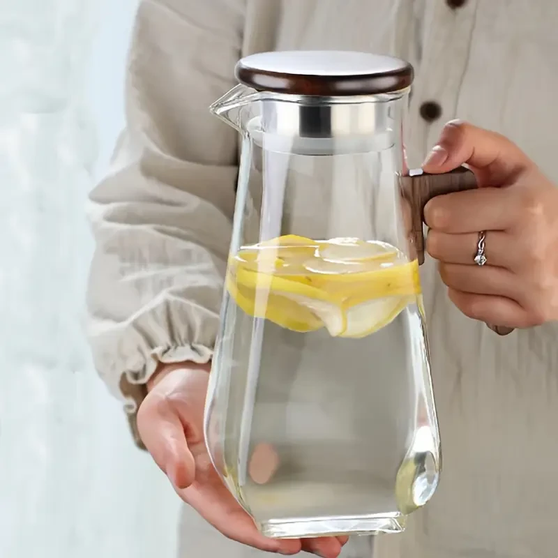 1Set Heat Resistant Glass Water Pitcher And Tumbler Set - Large Capacity Cold Water Jug for Home Use, Ideal for Chilled Water, Iced Tea, And Cold Brew